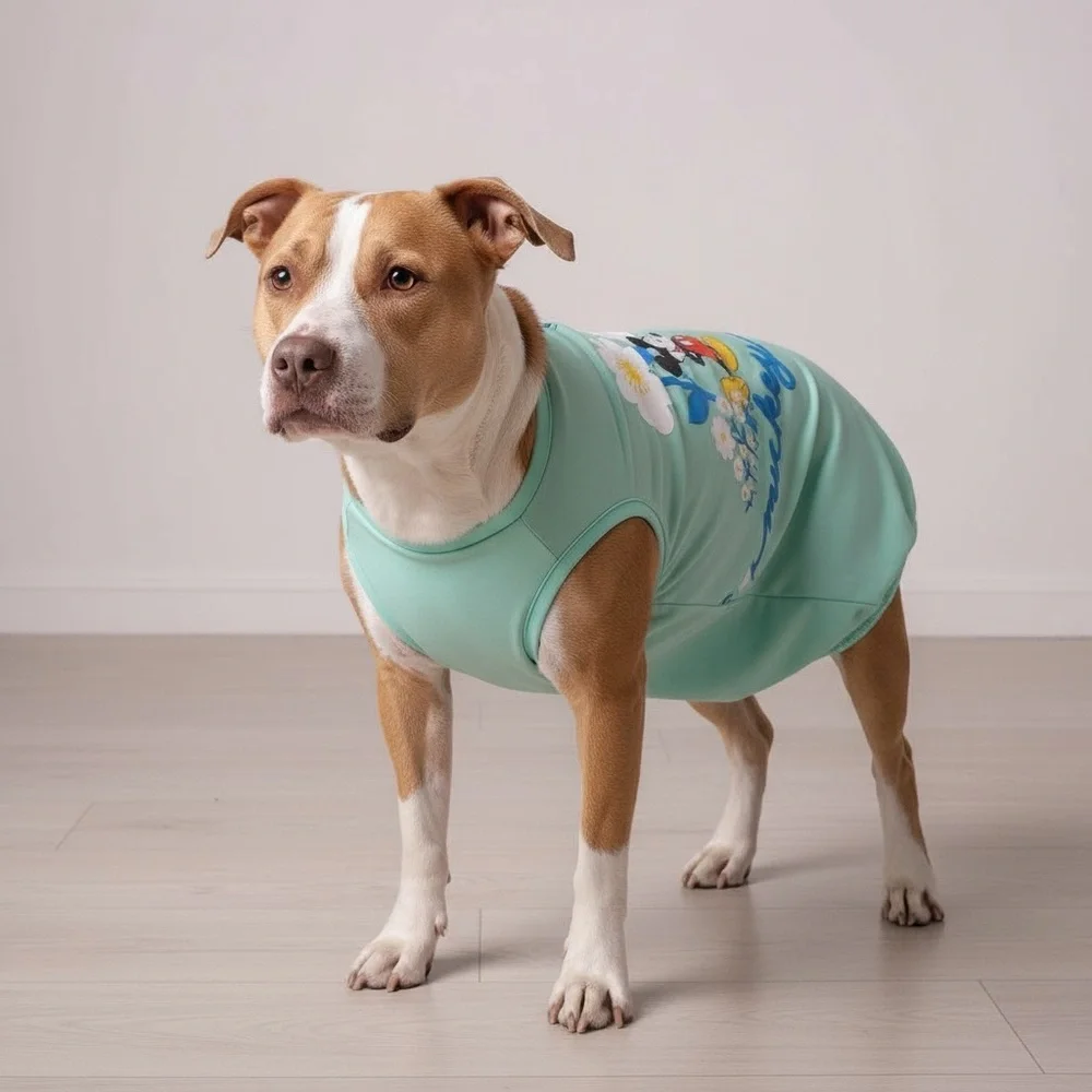 Disney Mickey Light Green Dog Tee with Fun Character Design